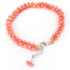 Cross-Knotted Coral Bead Bracelet
