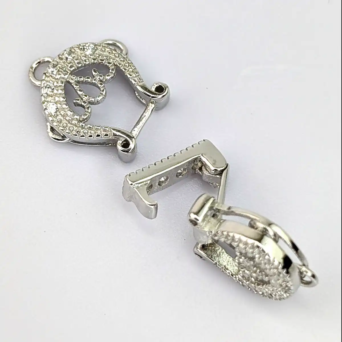 CZ and Silver Double Horseshoe Clasp