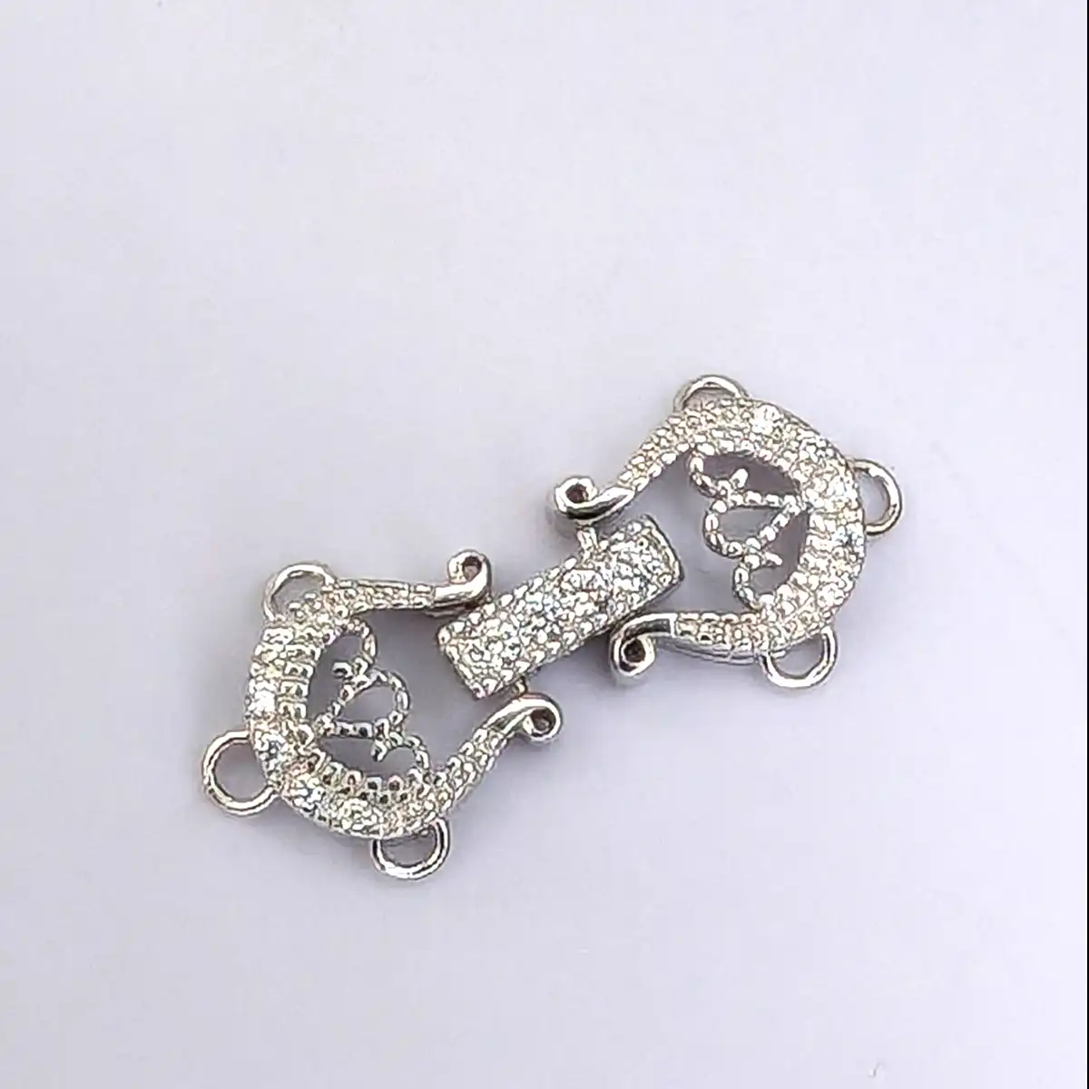CZ and Silver Double Horseshoe Clasp