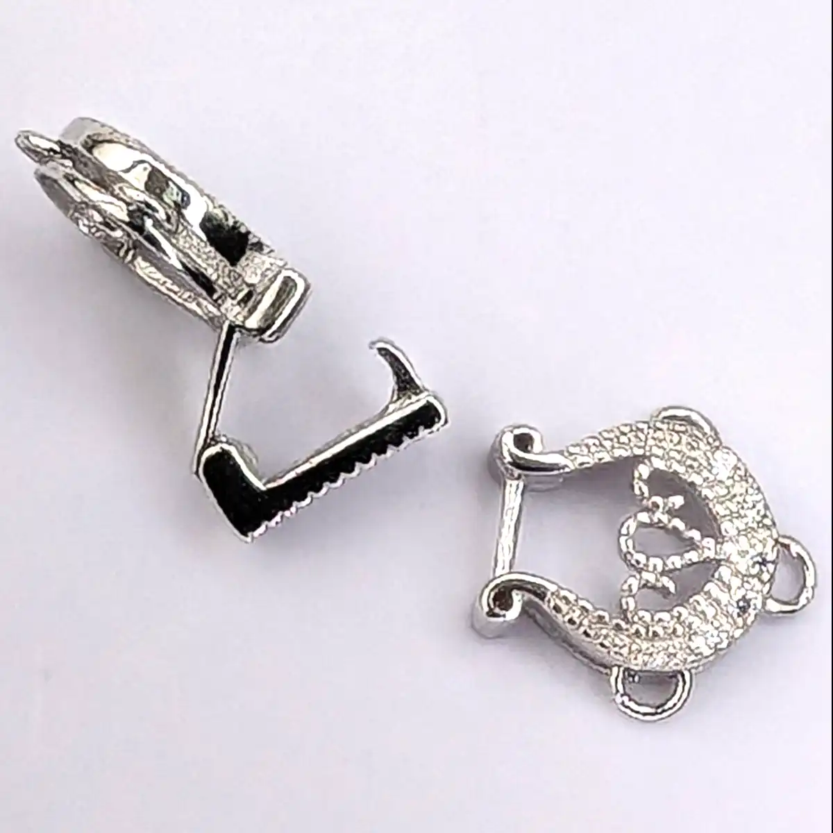 CZ and Silver Double Horseshoe Clasp