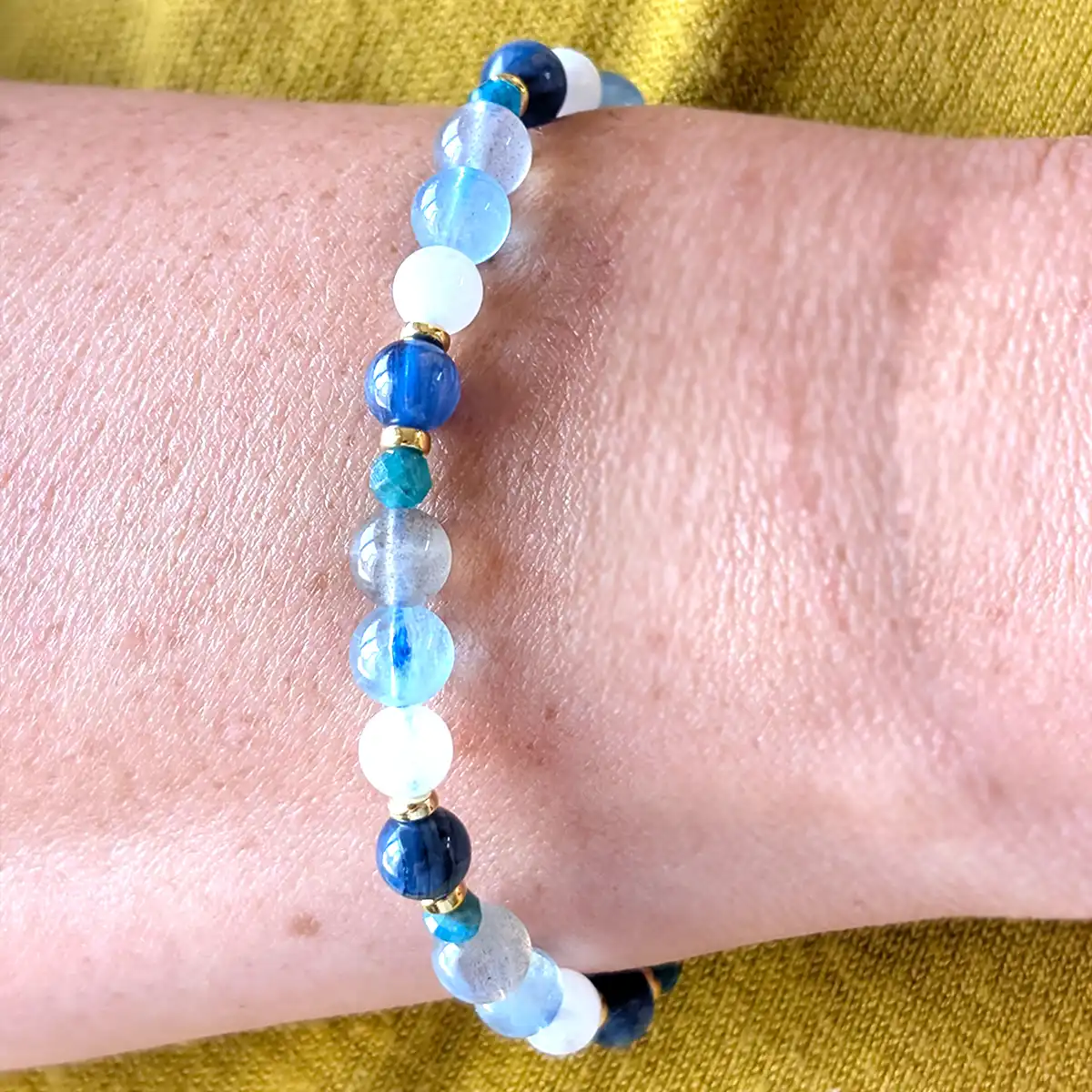 Gemstone and Silver Stretchy Bracelet