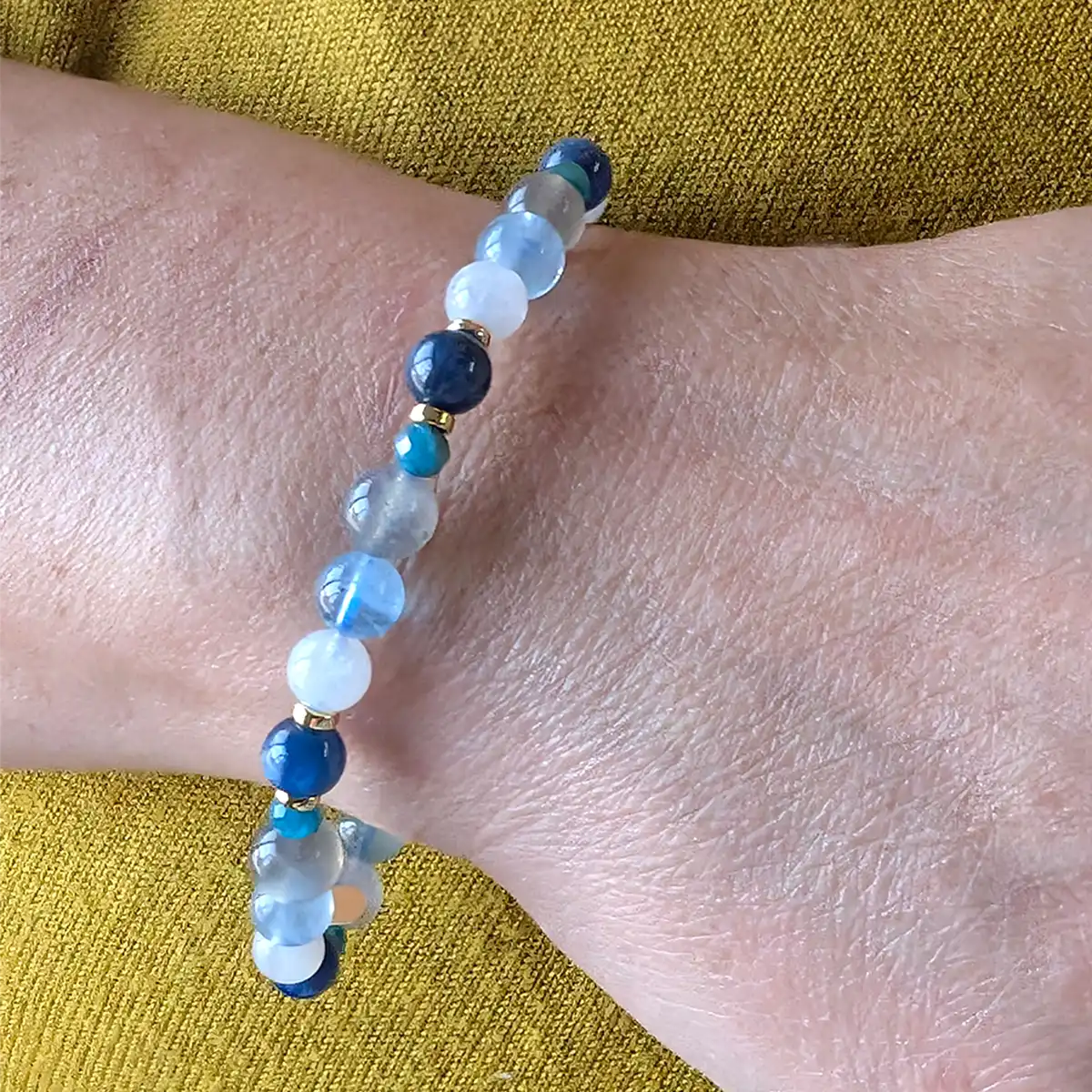 Gemstone and Silver Stretchy Bracelet