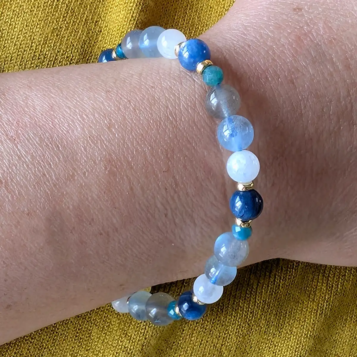 Gemstone and Silver Stretchy Bracelet