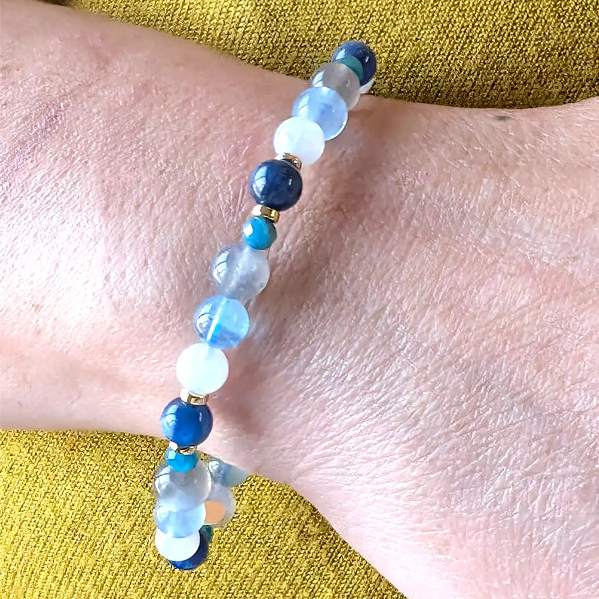 Gemstone and Silver Stretchy Bracelet
