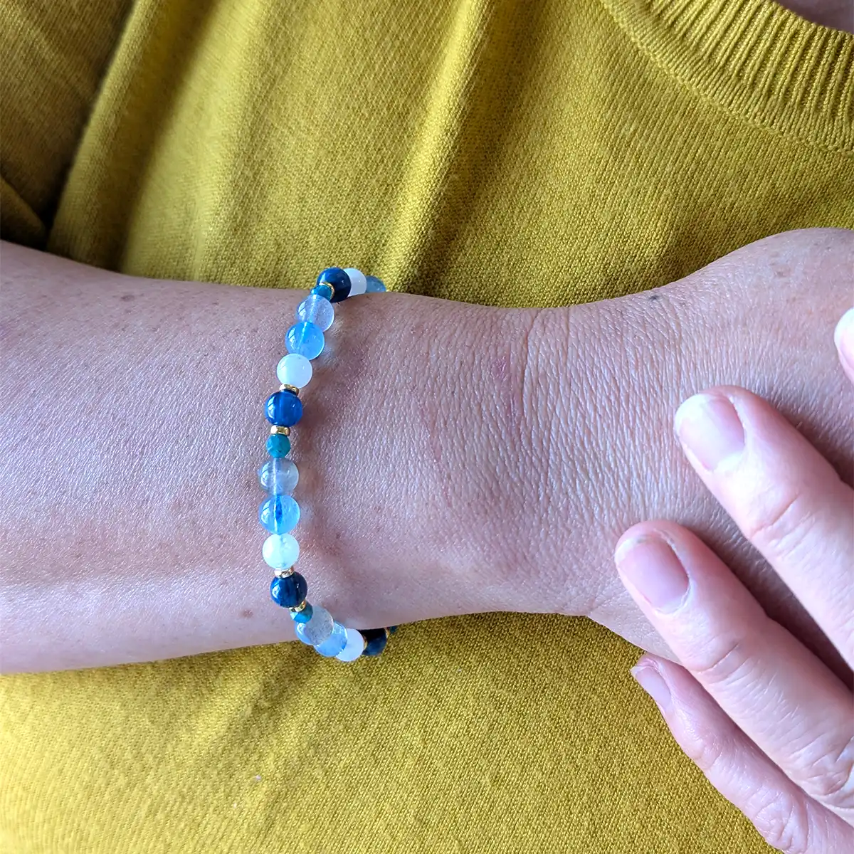Gemstone and Silver Stretchy Bracelet