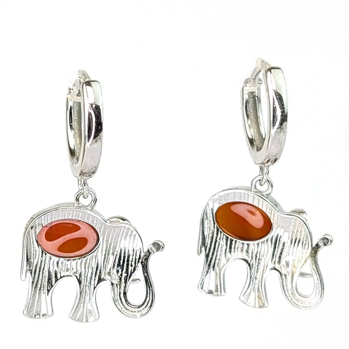 Silver and Gemstone Elephant Earrings