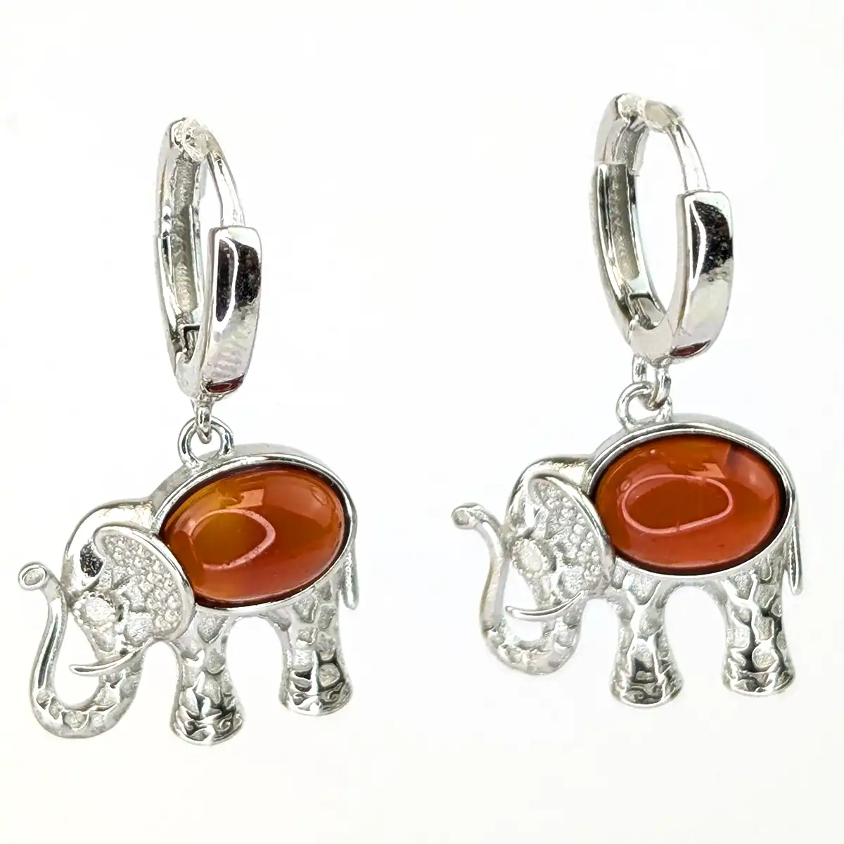 Silver and Gemstone Elephant Earrings