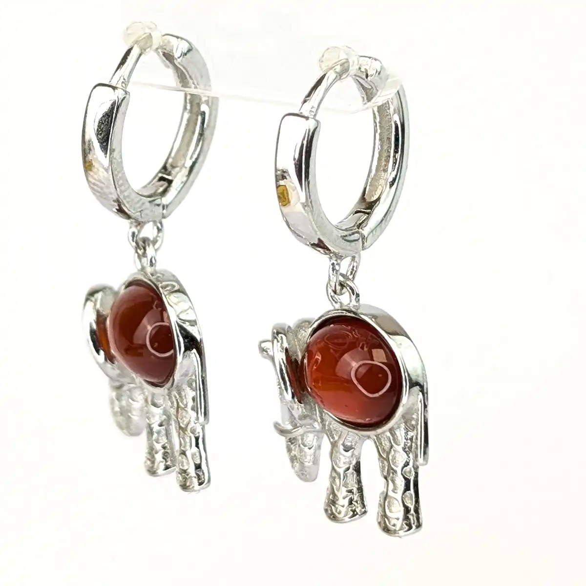 Silver and Gemstone Elephant Earrings