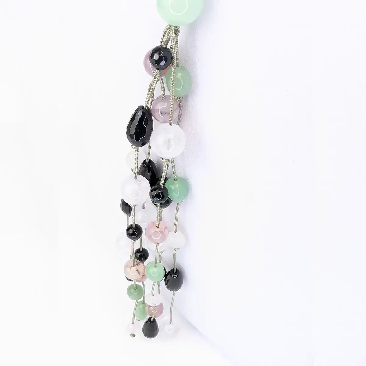 Aventurine, Onyx, and Lilac Agate Necklace