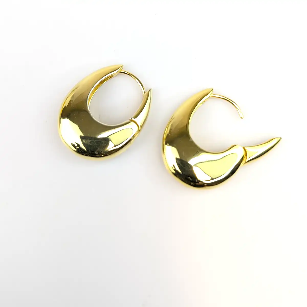 Sterling Silver 'Fat Loop' Gold Earrings - Image 2
