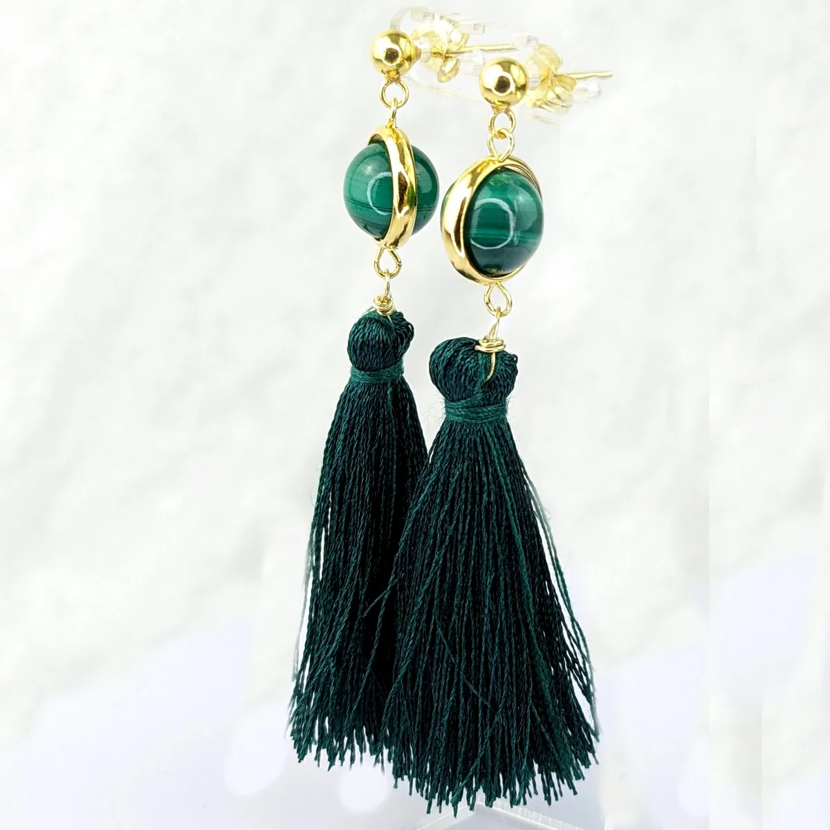 Silver and Howlite or Malachite Tassel