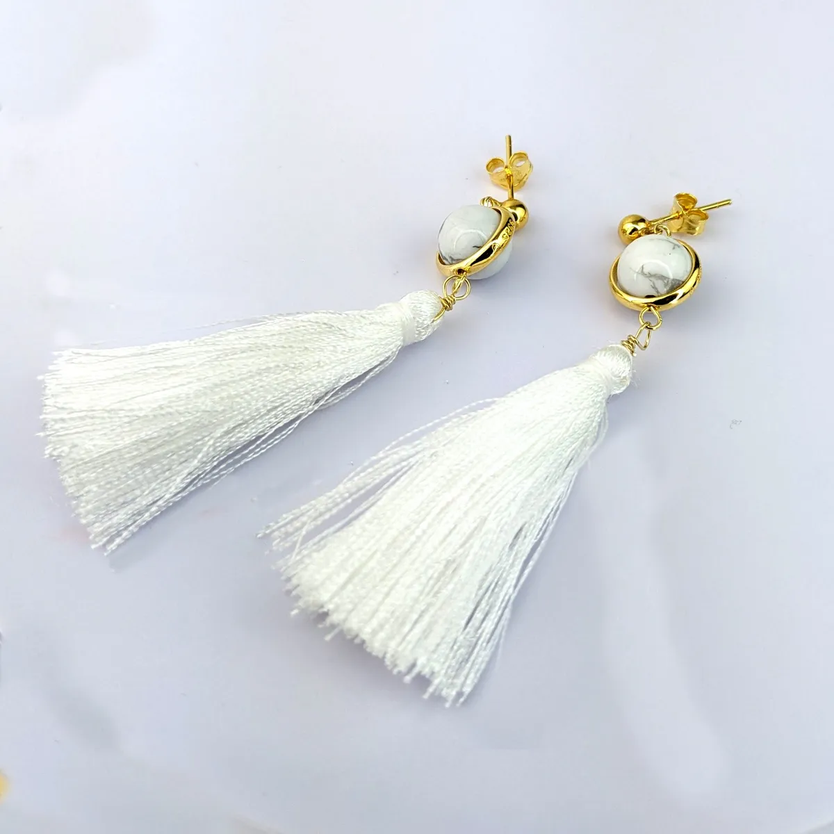 Silver and Howlite or Malachite Tassel