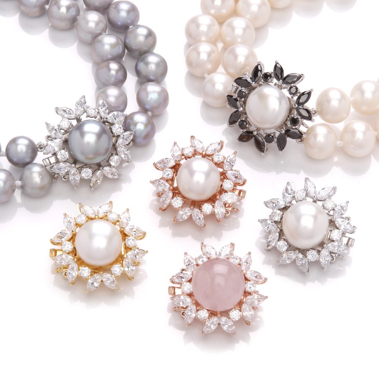 Silver and CZ Clasp with Pearls or Gemstones