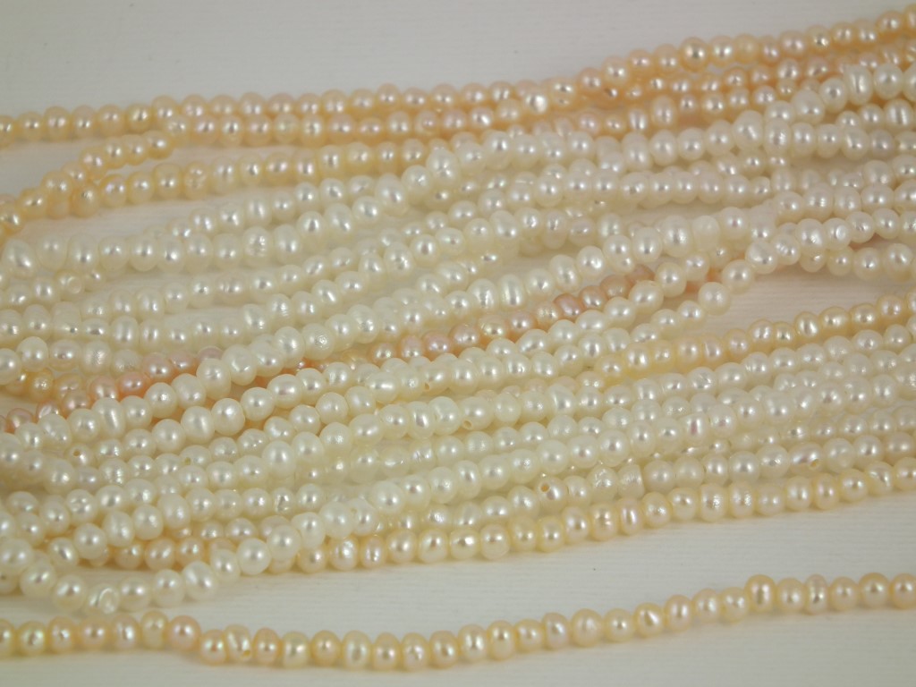 2.5-3mm Semi Round Seed Pearl, loose string, Peach