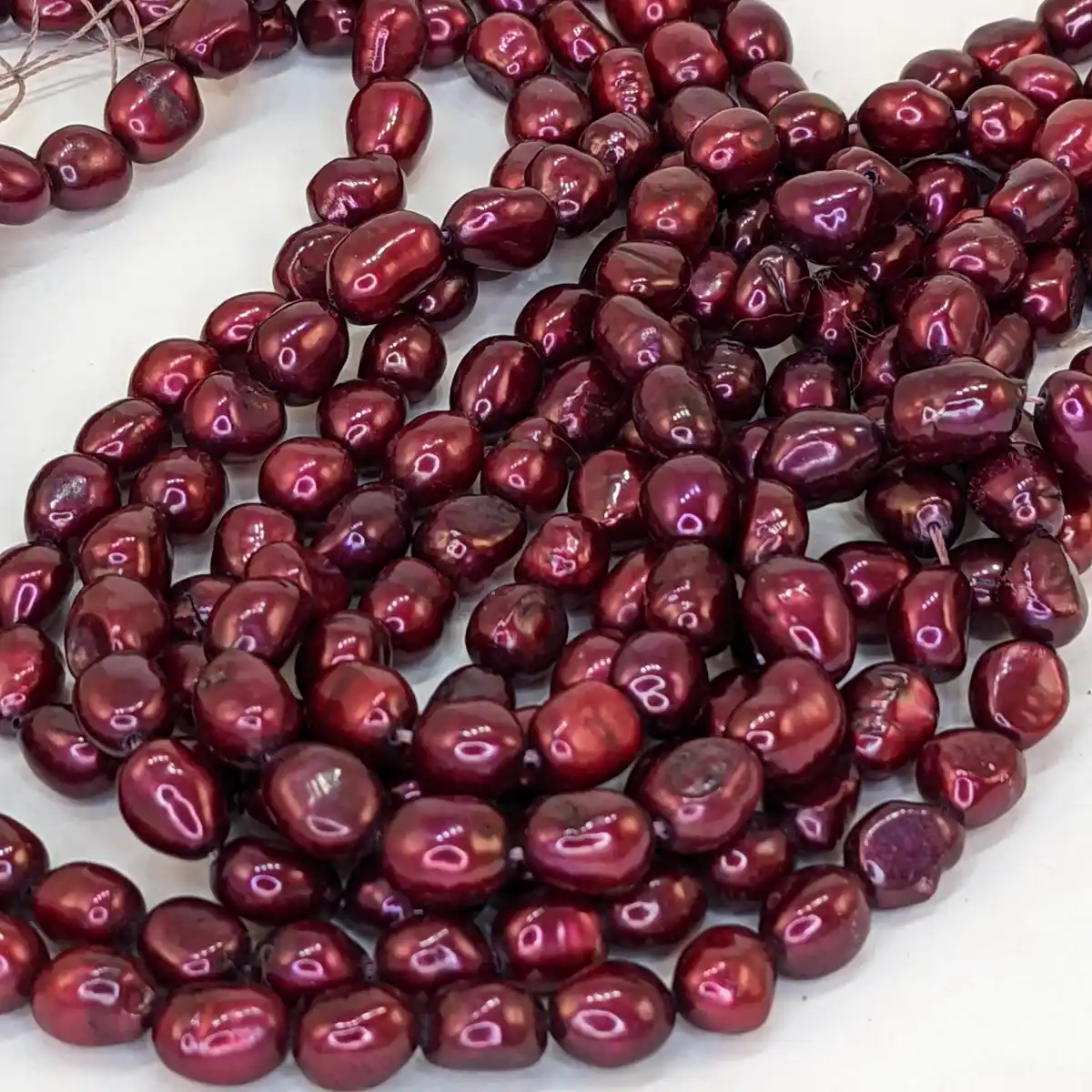 8mm Freshwater baroque pearl, loose string, Burgundy Red