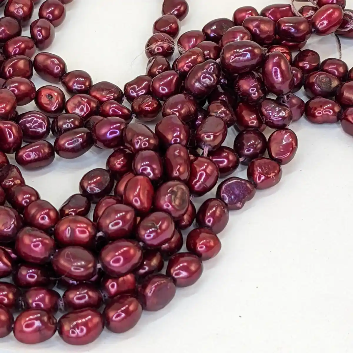 8mm Freshwater baroque pearl, loose string, Burgundy Red