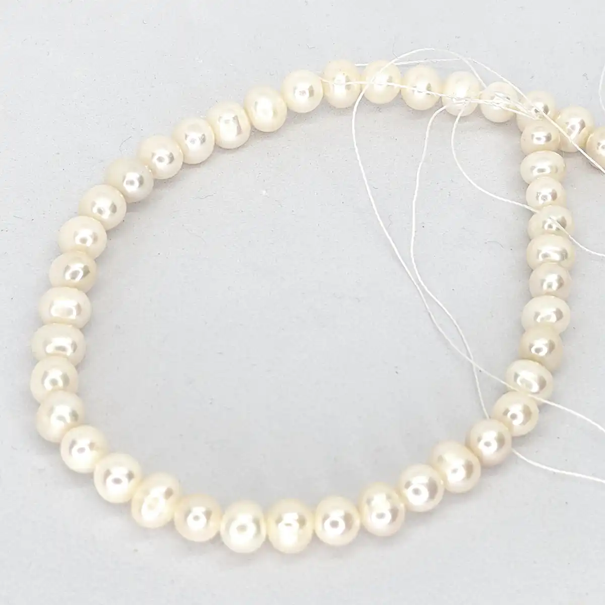 7mm Near-round Pearl Loose String, White