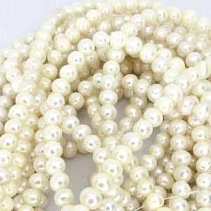 7mm Near-round Pearl Loose String, White