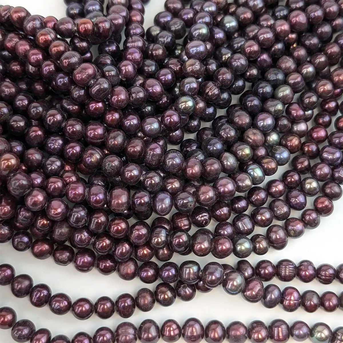 Burgundy Off-Round Pearl String, 7mm - Image 3