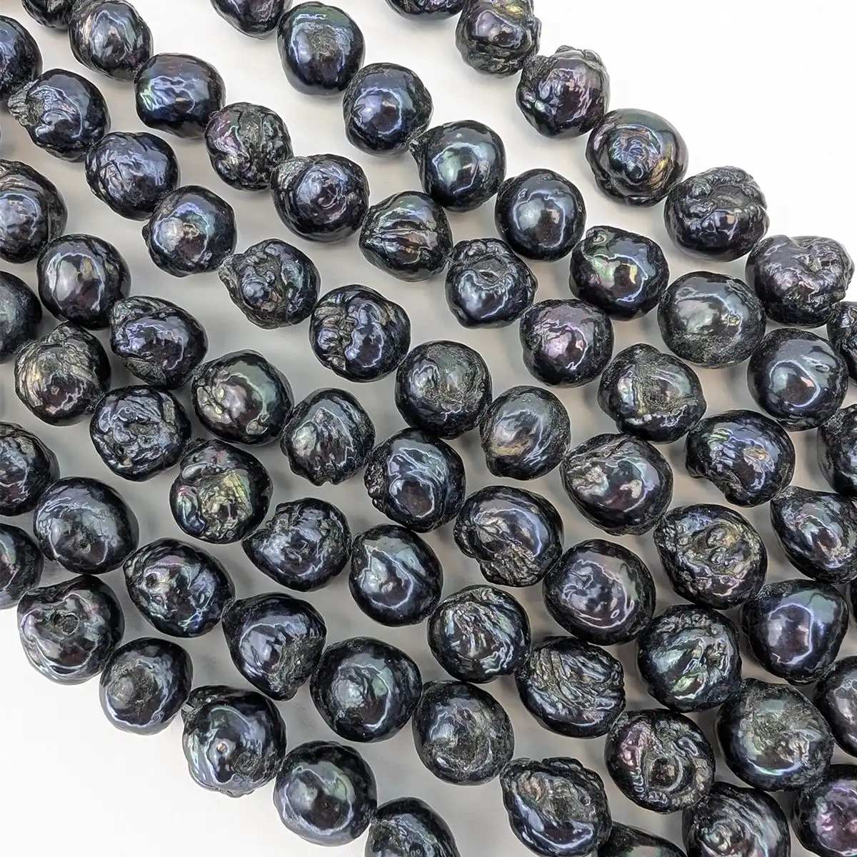 Black raisin skin pearls 12mm