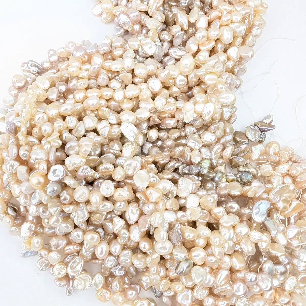 Peach-Lilac 8mm Keshi Pearl Loose String