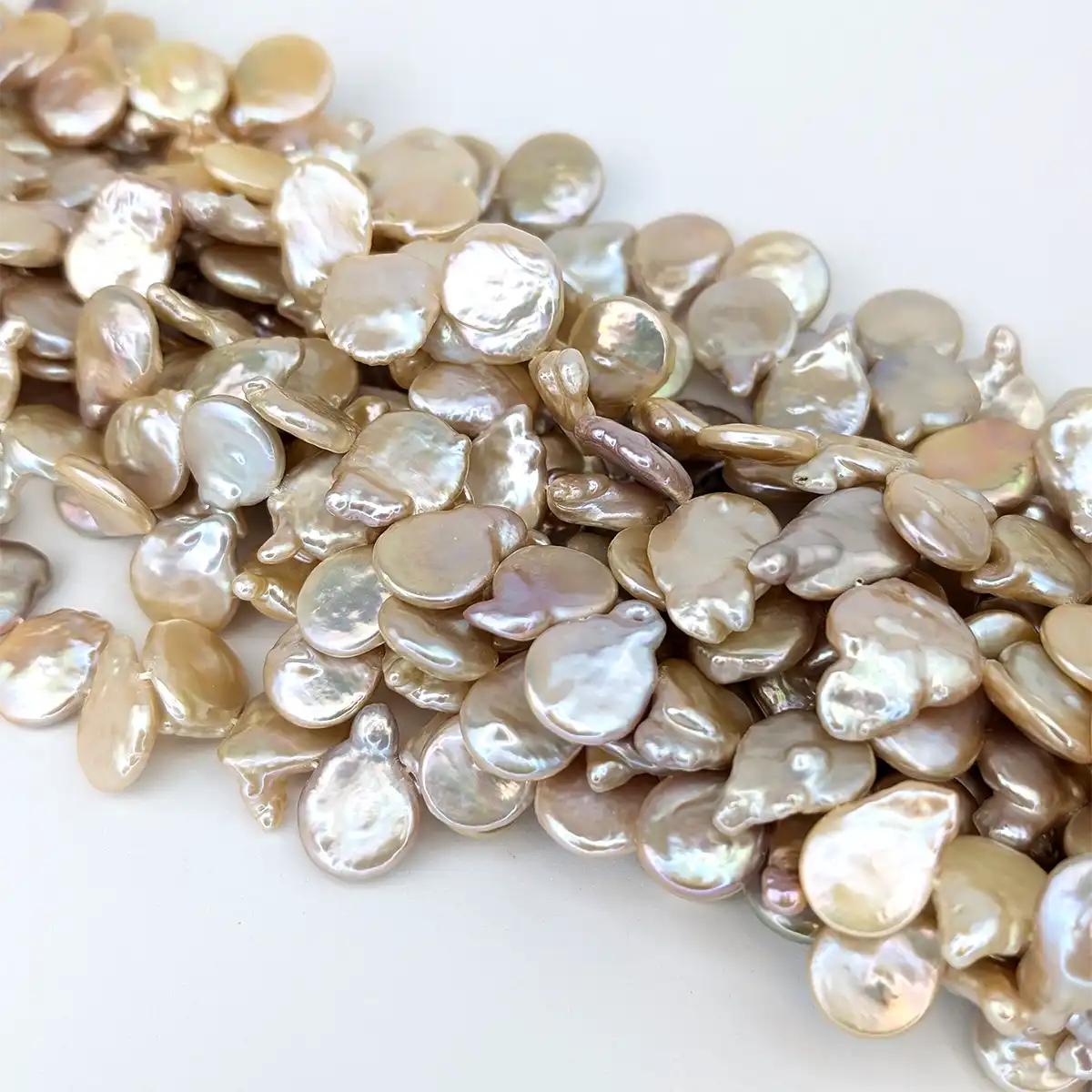 Pink Coin Pearls Side Drilled