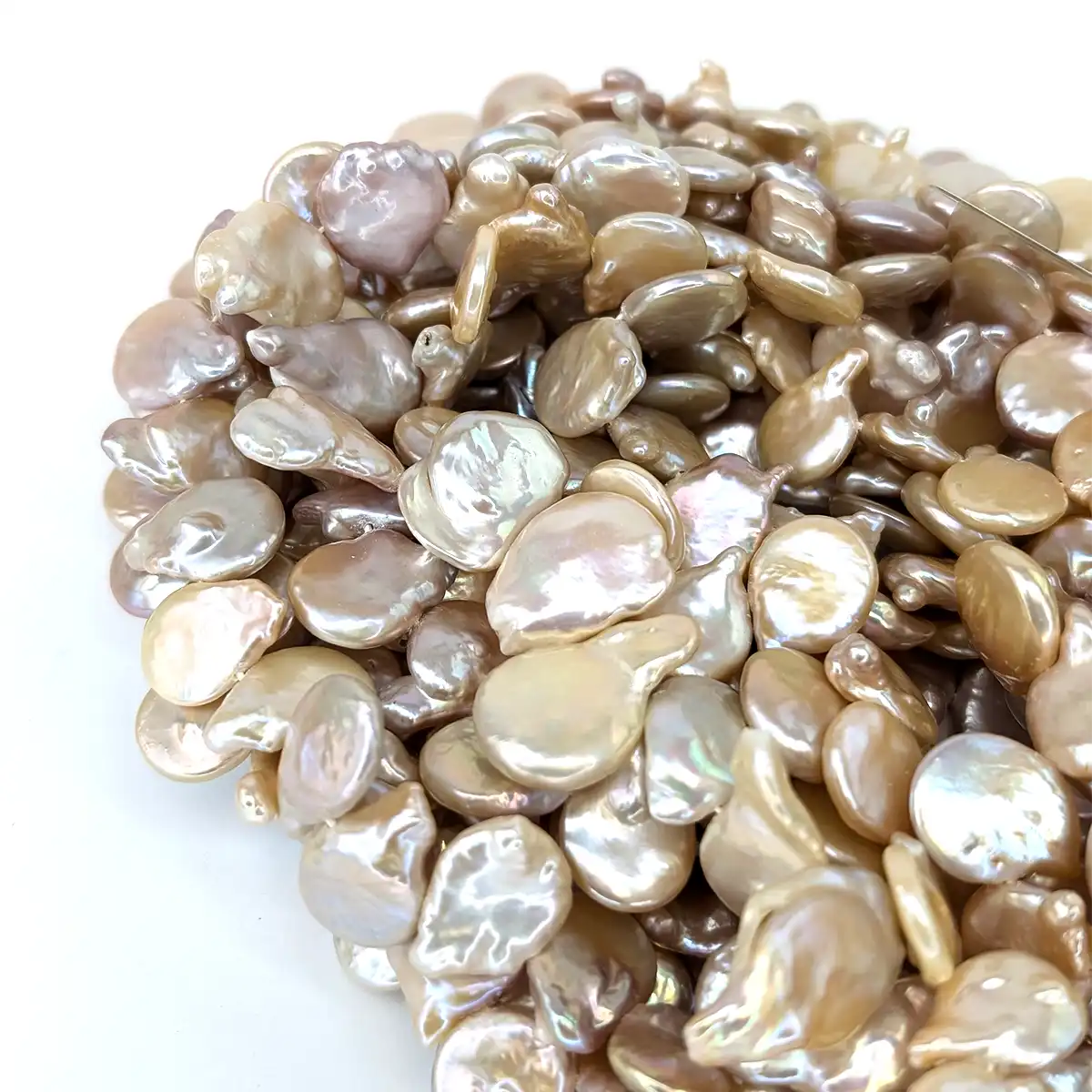 Pink Coin Pearls Side Drilled