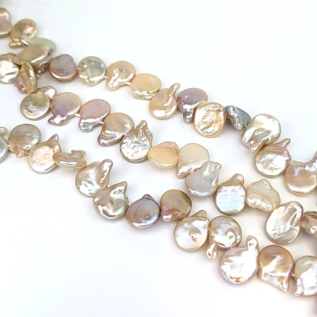 Pink Coin Pearls Side Drilled