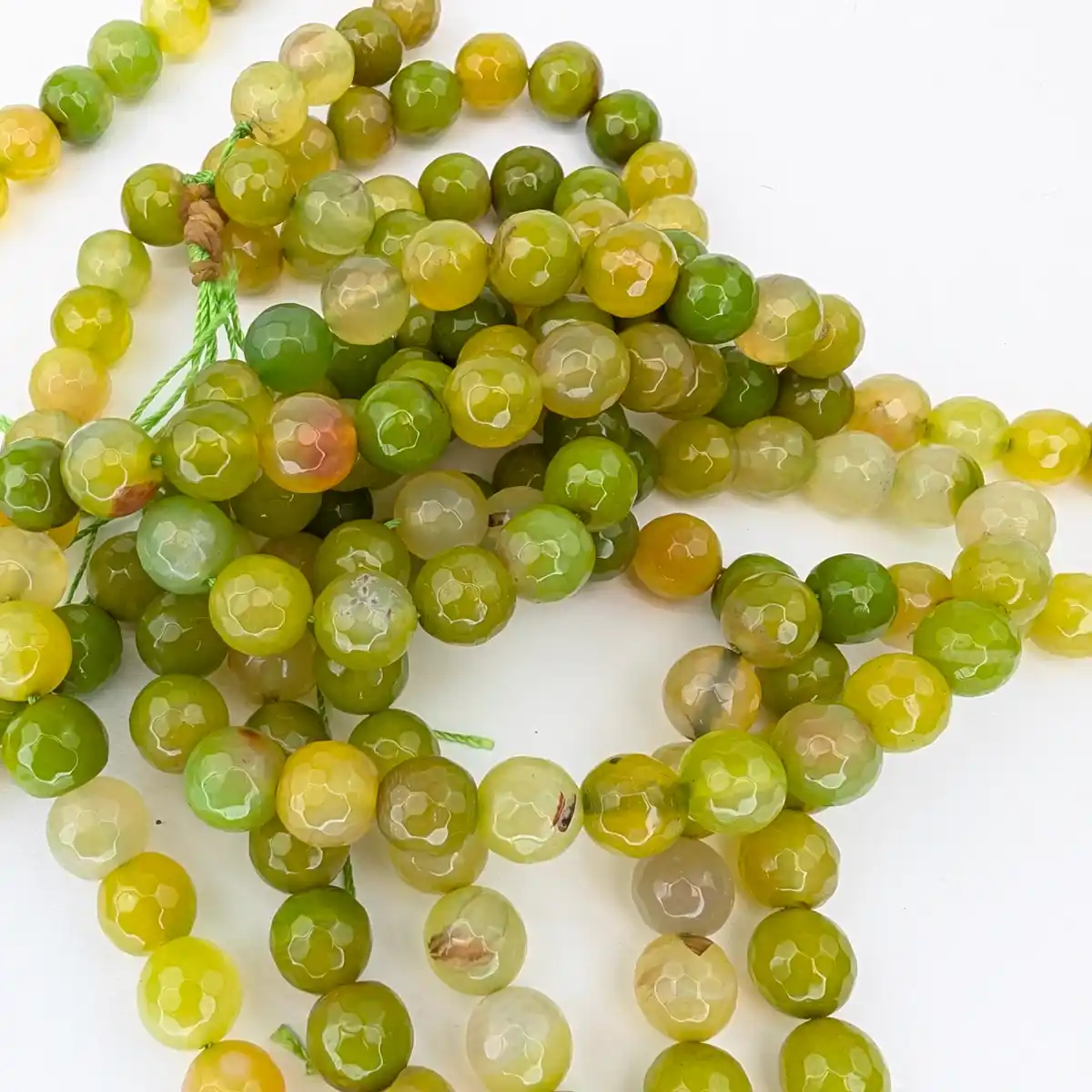Green Faceted Agate Beads