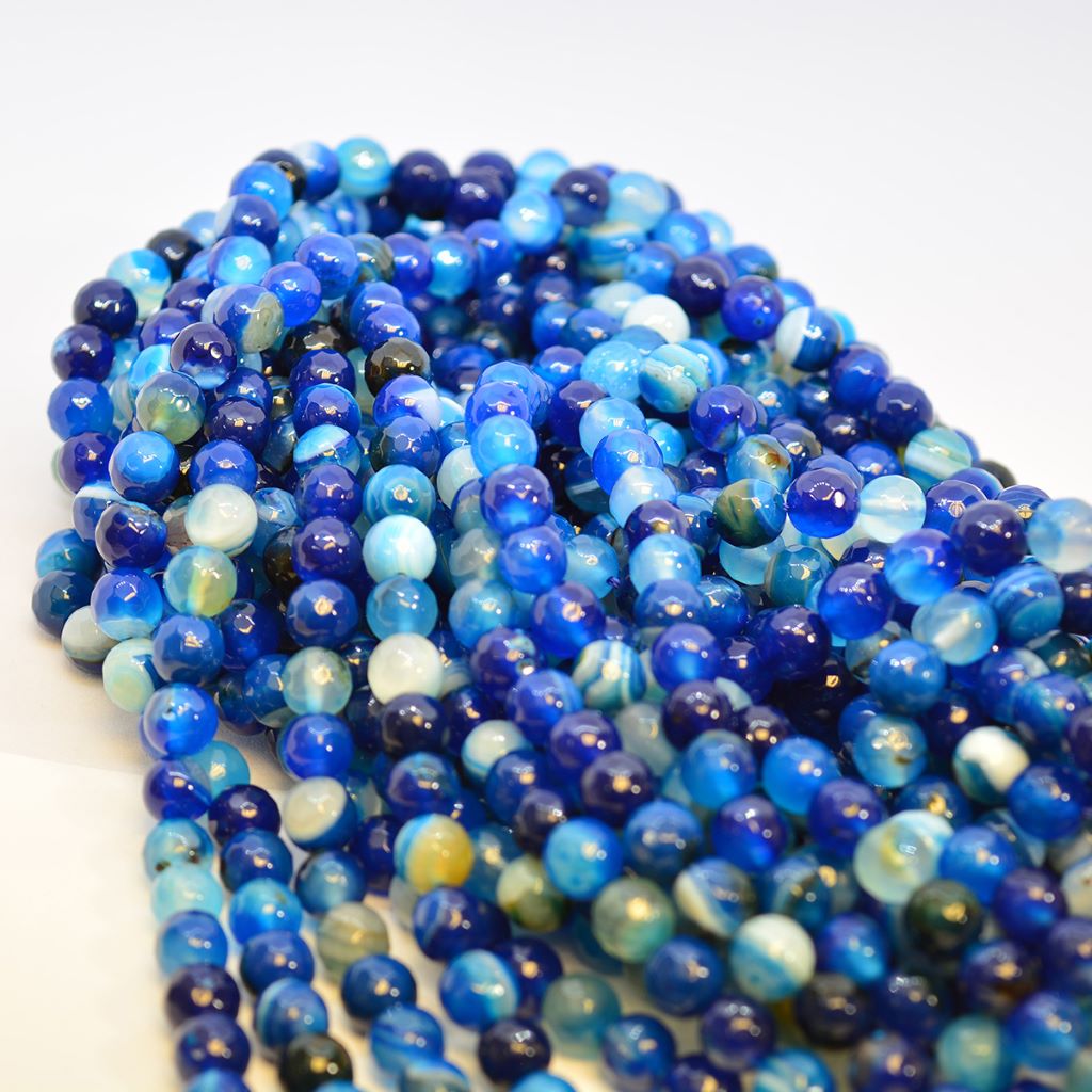 agate blue rainbow beads