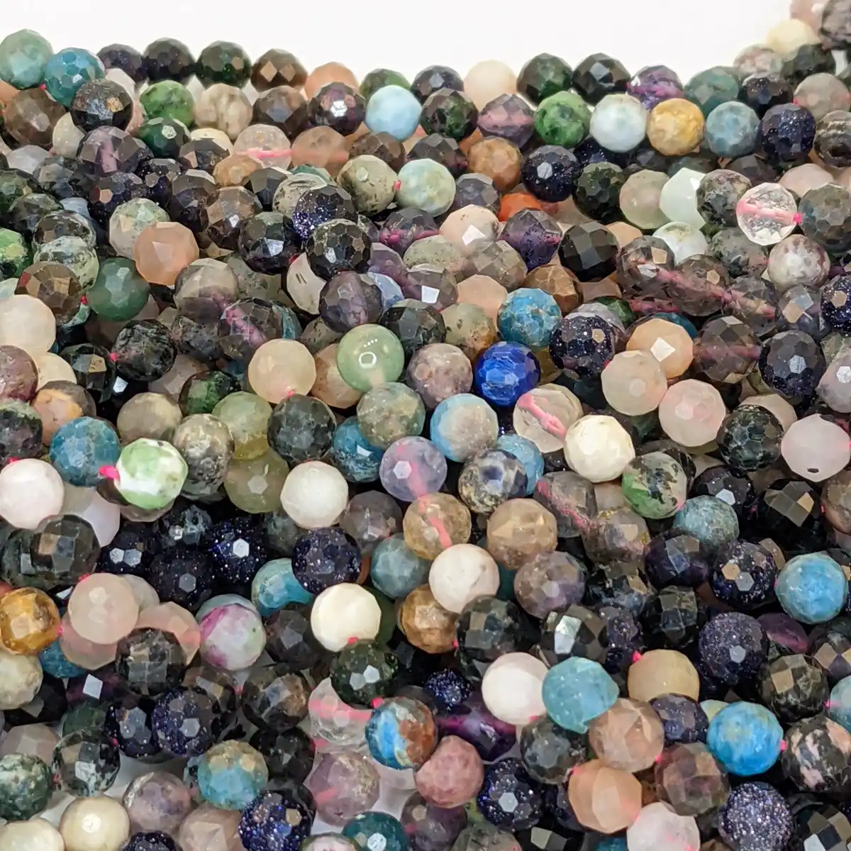 Multi-coloured agate and gemstone faceted beads