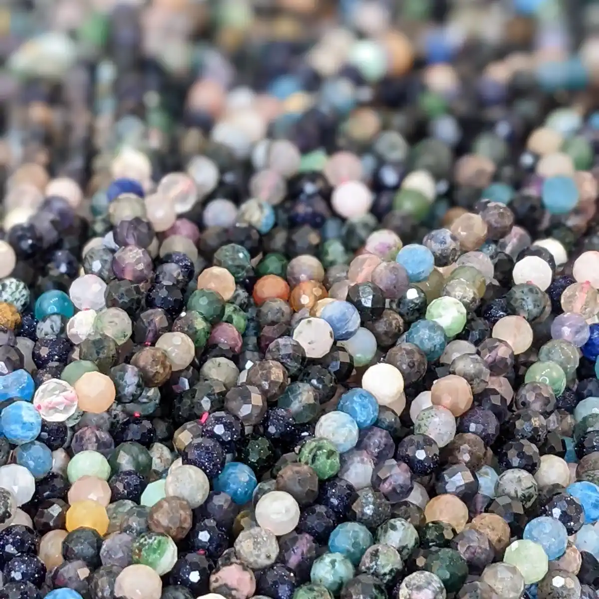 Multi-coloured agate and gemstone faceted beads