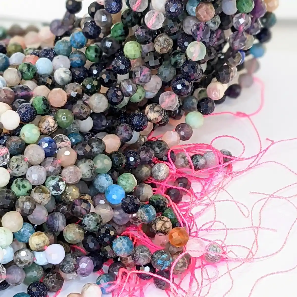 Multi-coloured agate and gemstone faceted beads