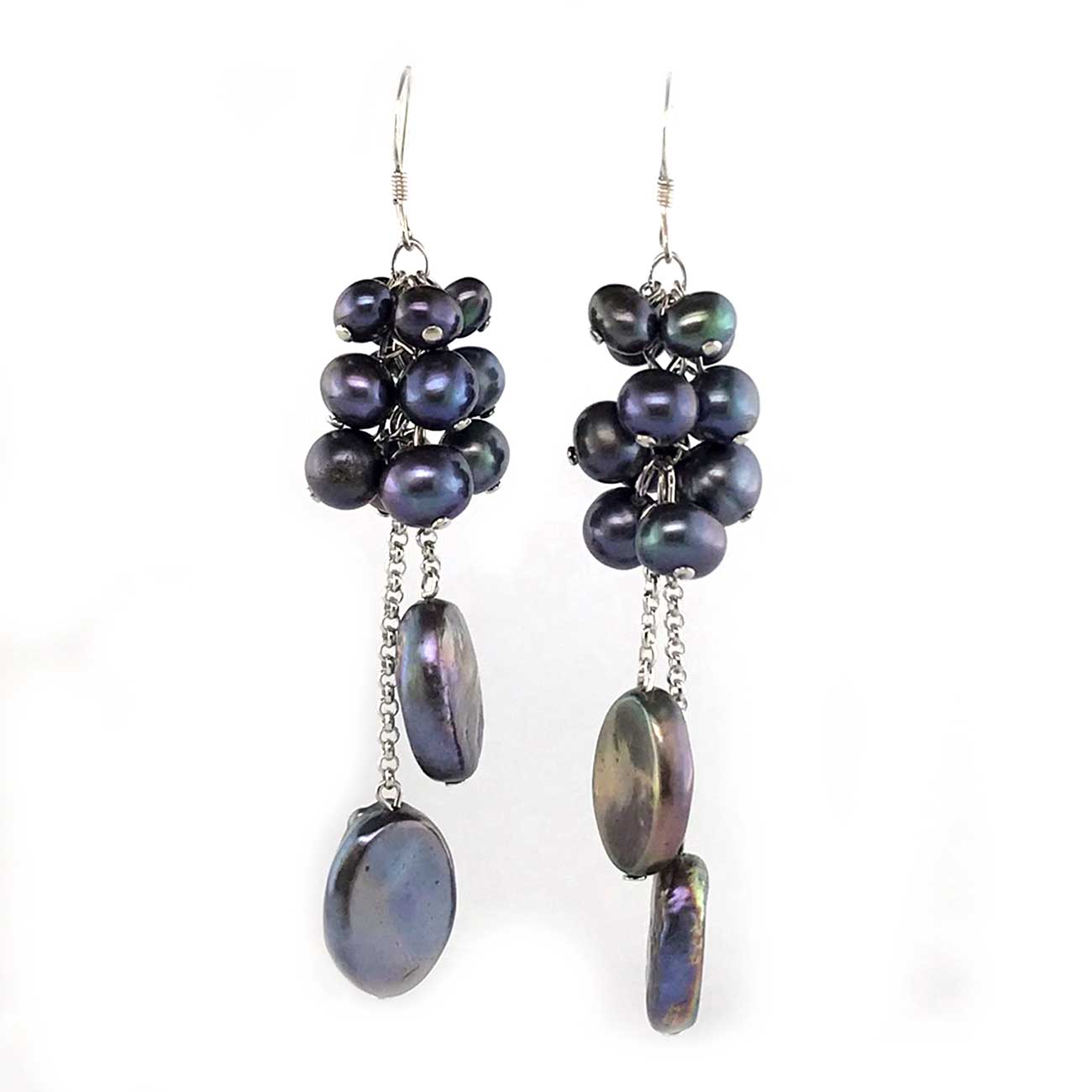 Pearl cluster earrings with coin pearls