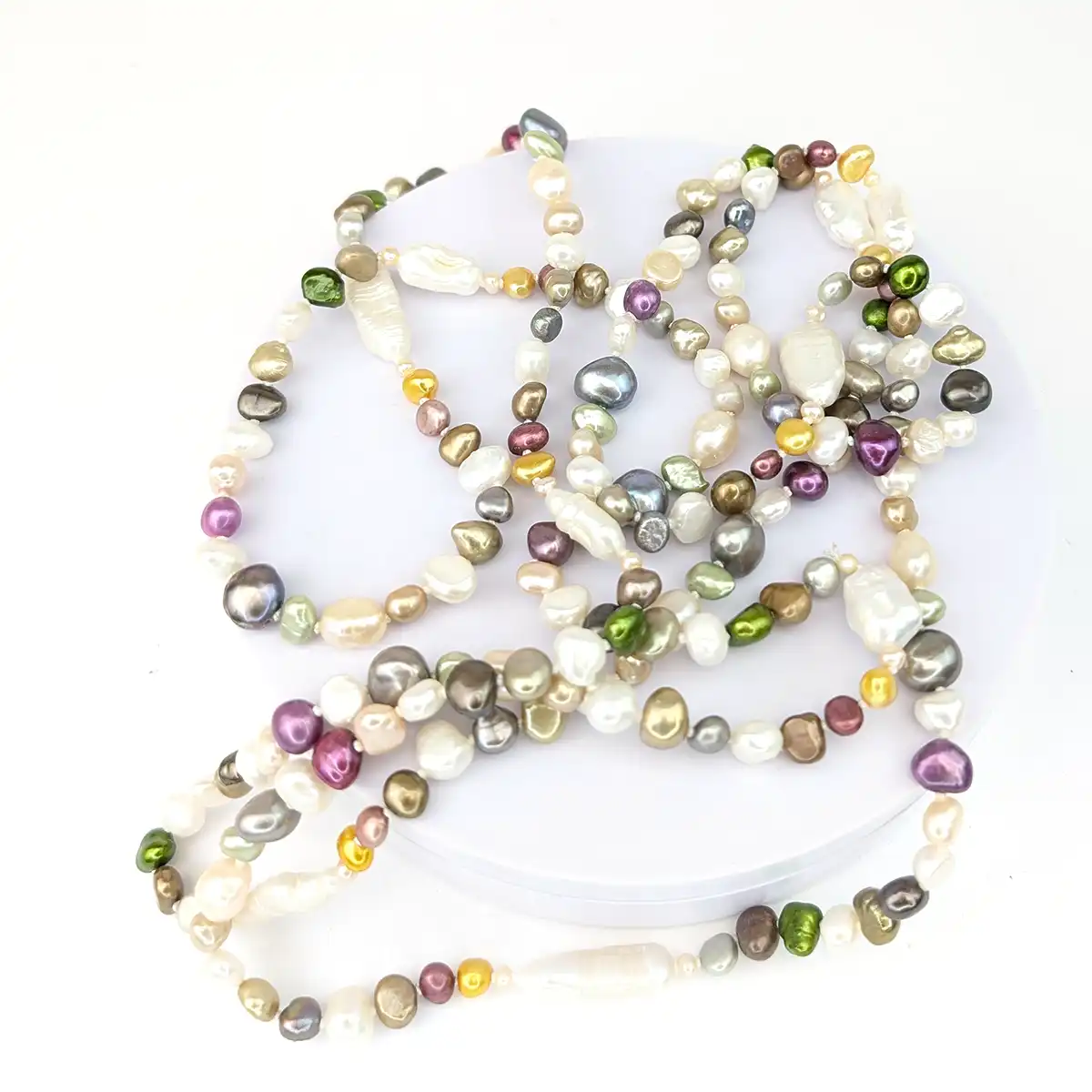60-inch Colourful Tooth and Nugget Pearl Necklace