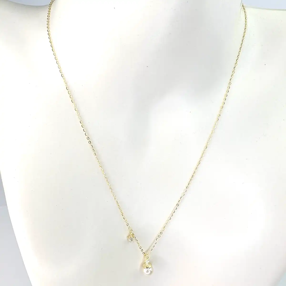 Single Pearl and CZ Silver Necklace - Image 10